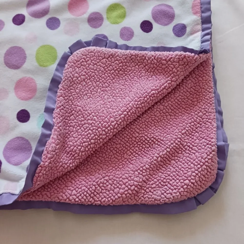 CARTER'S COZY SECURITY BABY BLANKET LOVEY POLKA DOT‎ PURPLE PINK 30 x 40